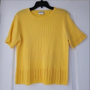 Vintage Yellow Ribbed Sweater Blouse M/L